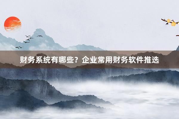 财务系统有哪些？企业常用财务软件推选